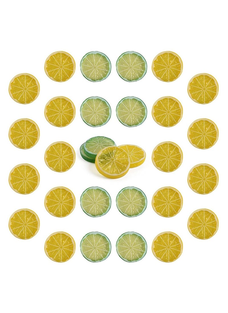 KASTWAVE Highly realistic home party decorative model of artificial lemon slice fruit (20 yellow +10 green)  - Image 1