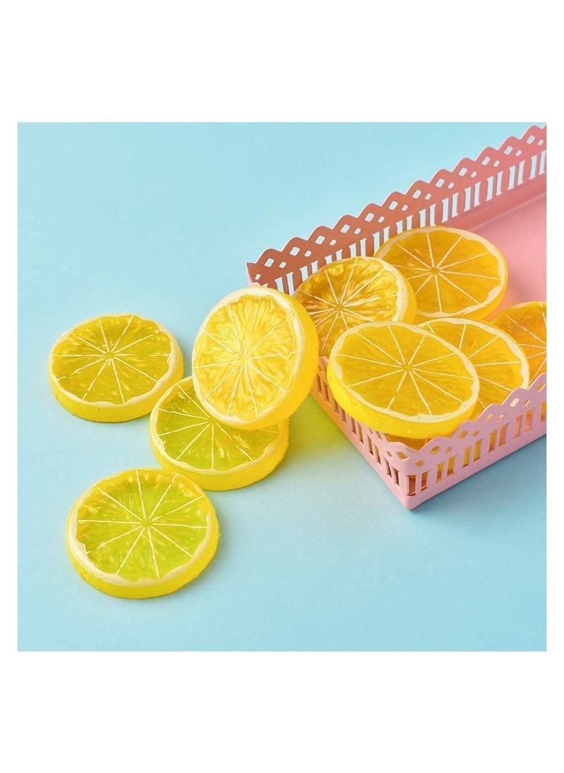KASTWAVE Highly realistic home party decorative model of artificial lemon slice fruit (20 yellow +10 green)  - Image 4