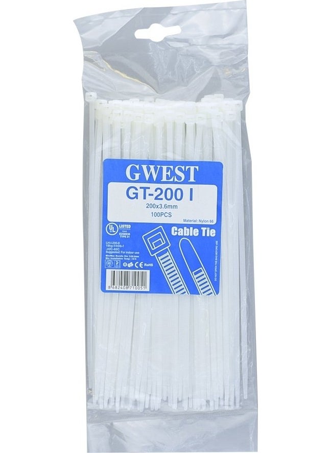 GWEST Gt 200I 200 x 3.6 mm White Cable Tie  - Image 1