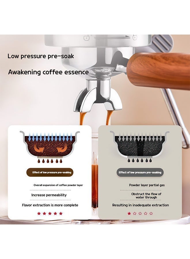 الحلم ماكينة قهوة RUIYADA للمنزل والمكتب، ماكينة إسبريسو شبه أوتوماتيكية مع ضغط منخفض قبل التخمير، استخلاص مركّز 20 بار وعصا بخار للحليب الرغوي – مثالية لمحبي القهوة والمقاهي الصغيرة - Image 3