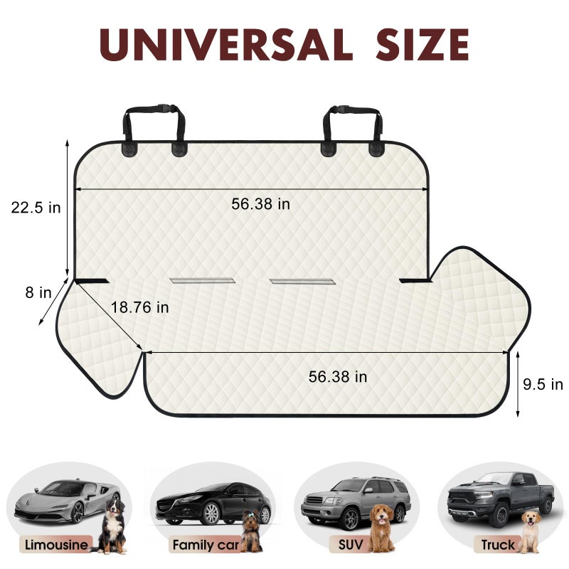NECKORY Backseat Cover for Dogs, Waterproof and Non-Slip Pet Bench Seat Covers, Car Seat Protector for Back Seat, Universal Size Rear Car Seat Cover Fits Cars, Trucks and SUVs, L-Beige&Black - Image 2