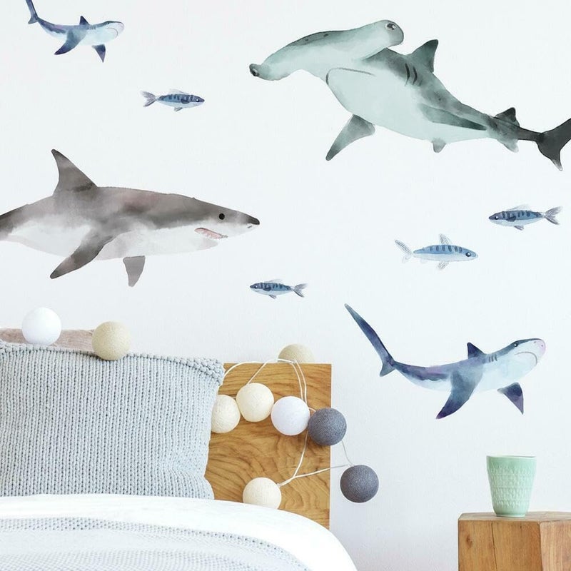 RoomMates RMK4311SCS Sharks Peel and Stick Wall Decals - Image 1