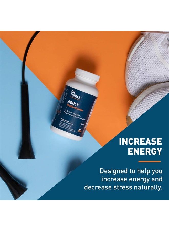 Dr. Tobias Adult Multivitamin for Women & Men, Energy & Immune Support from 42 Fruits & Vegetables Plus Probiotics, Comprehensive Daily Multivitamins for Men & Women, Non-GMO, 90 Tablets, 30 Servings - Image 4