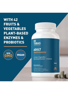 Dr. Tobias Adult Multivitamin for Women & Men, Energy & Immune Support from 42 Fruits & Vegetables Plus Probiotics, Comprehensive Daily Multivitamins for Men & Women, Non-GMO, 90 Tablets, 30 Servings  - Image 3