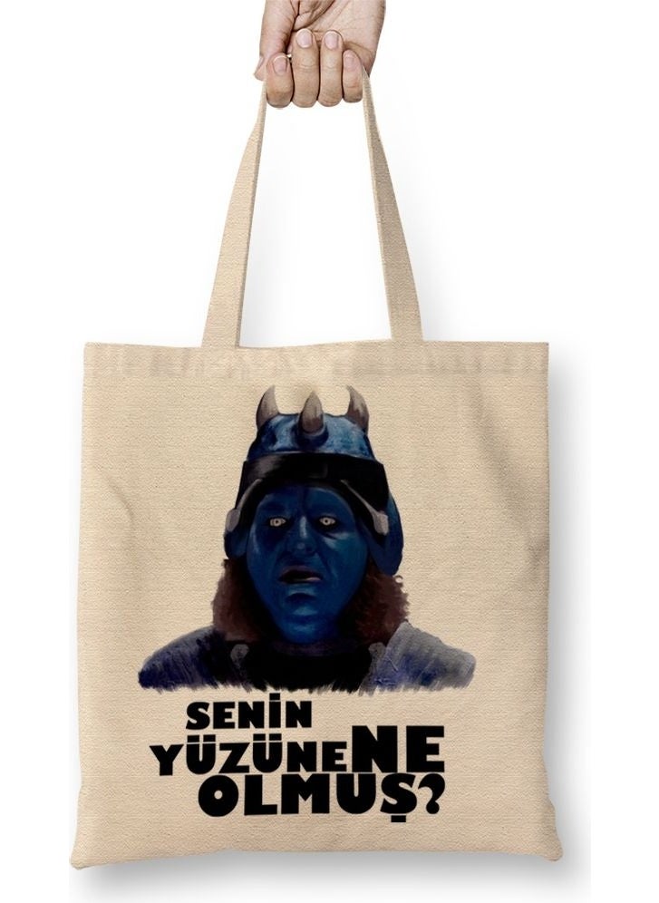Baskı Dükkanı Print Shop Gora What Happened to Your Face Cloth Bag Long Handle 