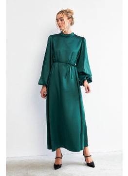 Vavinor Balloon Sleeve Satin Evening Dress - Emerald  - Image 4