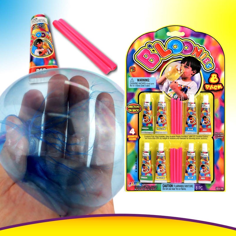 JA-RU B'loonies Plastic Balloon Variety 8 (48 Tubes in 6 Packs) Great Original Bloonies Bubble Making. Blow a Plastic Bubble. Classic Retro Toy. Plus 1 Sticker. 774-6s - Image 2