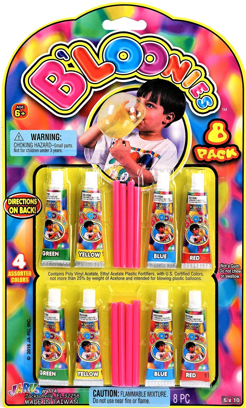JA-RU B'loonies Plastic Balloon Variety 8 (48 Tubes in 6 Packs) Great Original Bloonies Bubble Making. Blow a Plastic Bubble. Classic Retro Toy. Plus 1 Sticker. 774-6s - Image 3