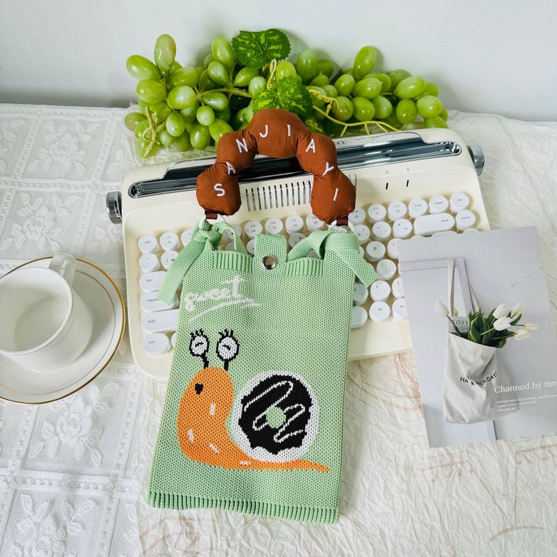 Original Design Cute Cat Knitted Bag Handbag Wool Woven Bag Cute Cat Mobile Phone Bag Waler Baby Bag For Women - Image 4