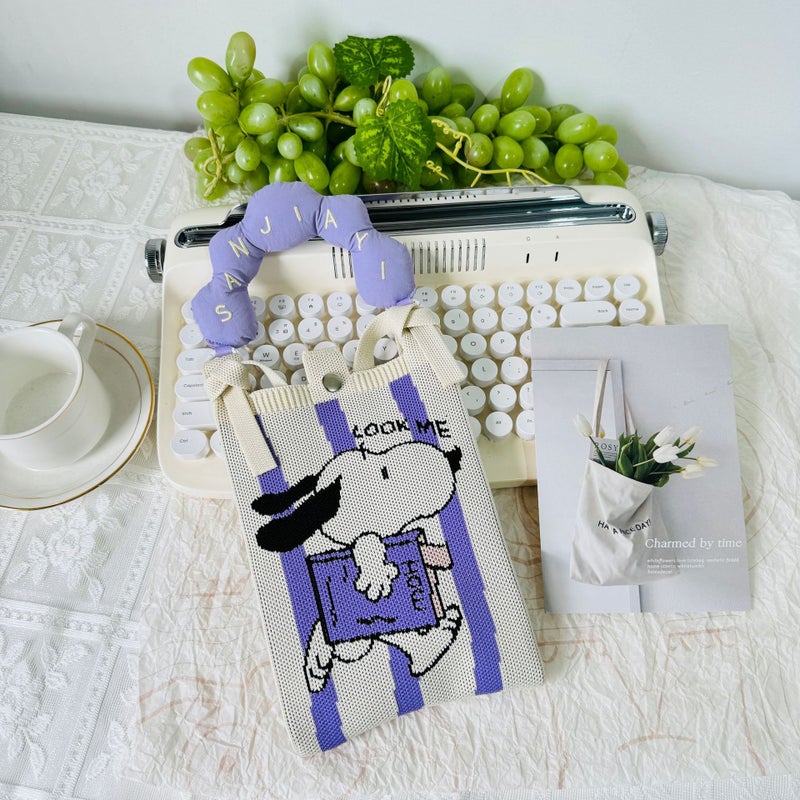 Original Design Cute Cat Knitted Bag Handbag Wool Woven Bag Cute Cat Mobile Phone Bag Waler Baby Bag For Women - Image 1