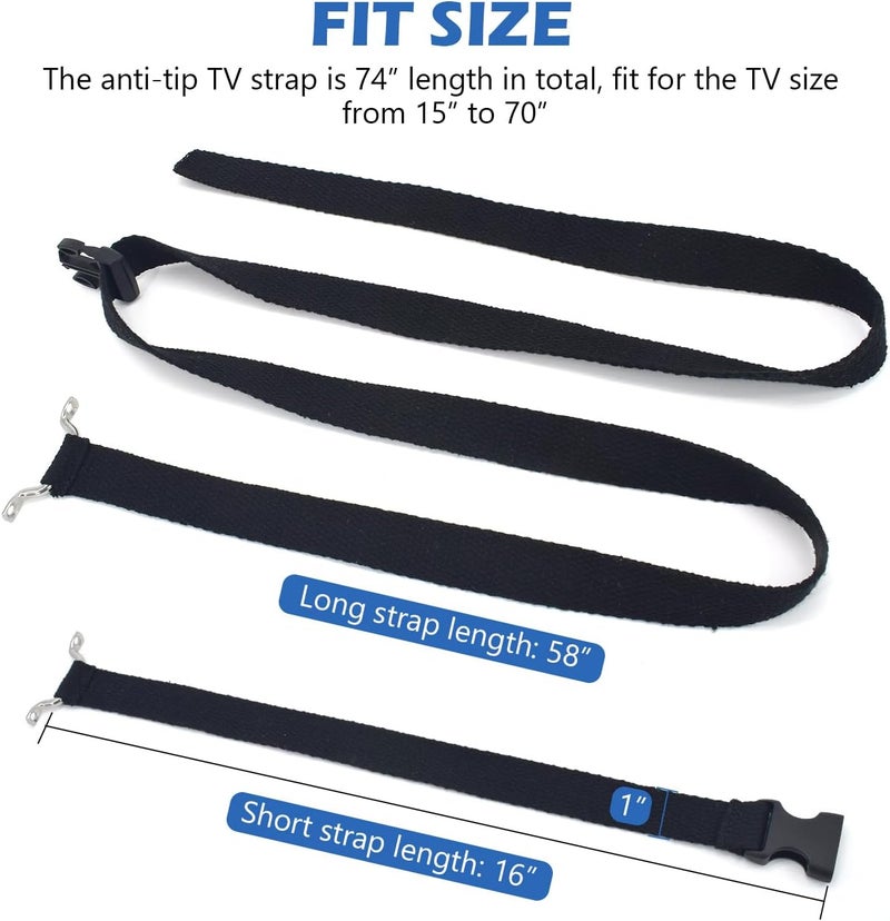 SCOTTCHEN RV TV Straps 74" Anti-Tip RV Furniture Safety Tie Down Solid Straps for Camper Trailer Traveling - 4pcs Basic - Image 2