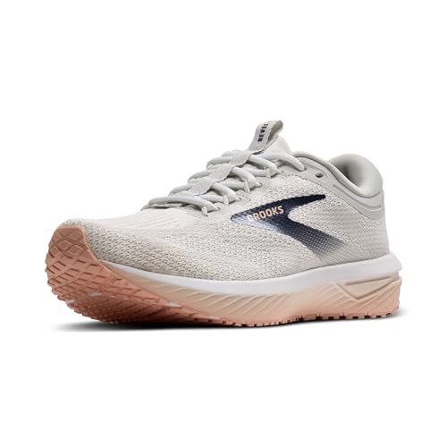 Brooks Women’s Revel 7 Neutral Running Shoe - Oyster/White/Tropical Peach - 6.5 Medium - Image 1