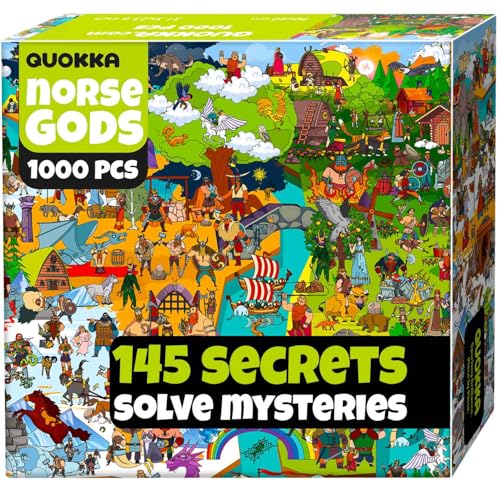 QUOKKA 1000 Piece Puzzle for Adults Norse Gods Adult Puzzles with Secret Tasks Immersive Audio Story of Ancient Myths and Legends for Deep Relaxation for Challenge Puzzle Lovers - Image 1