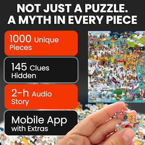 QUOKKA 1000 Piece Puzzle for Adults Norse Gods Adult Puzzles with Secret Tasks Immersive Audio Story of Ancient Myths and Legends for Deep Relaxation for Challenge Puzzle Lovers - Image 5