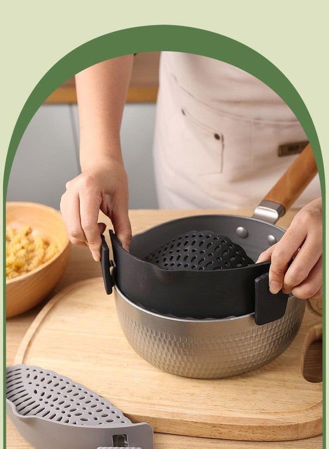 liboyixi Clip On Strainer Silicone for All Pots and Pans, Pasta Strainer Clip on Food Strainer for Meat Vegetables Fruit Silicone Kitchen Colander (Black) - Image 5