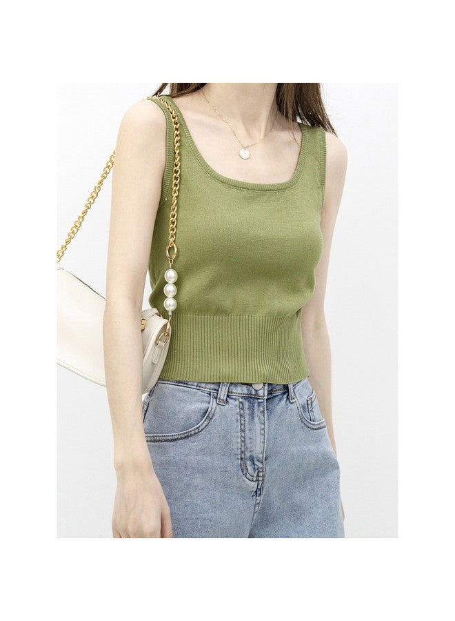 pincai Ice Silk Knitted Camisole Women'S Spring Summer Chic Base Layer Short Slimming Inner Top - Image 2