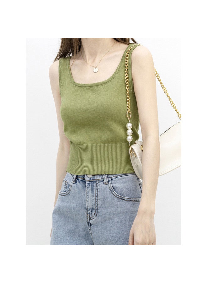 pincai Ice Silk Knitted Camisole Women'S Spring Summer Chic Base Layer Short Slimming Inner Top - Image 4