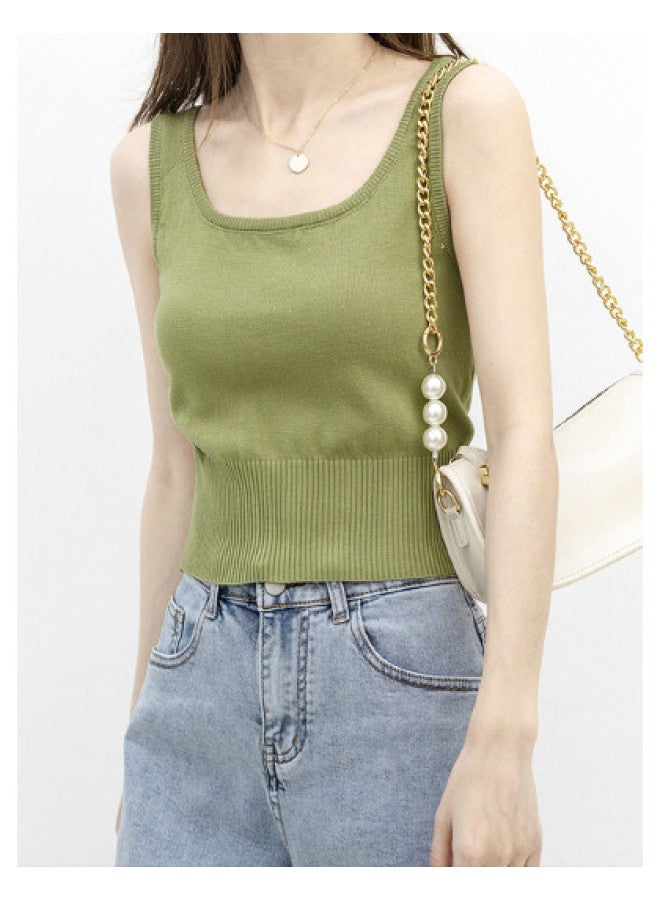 pincai Ice Silk Knitted Camisole Women'S Spring Summer Chic Base Layer Short Slimming Inner Top - Image 1