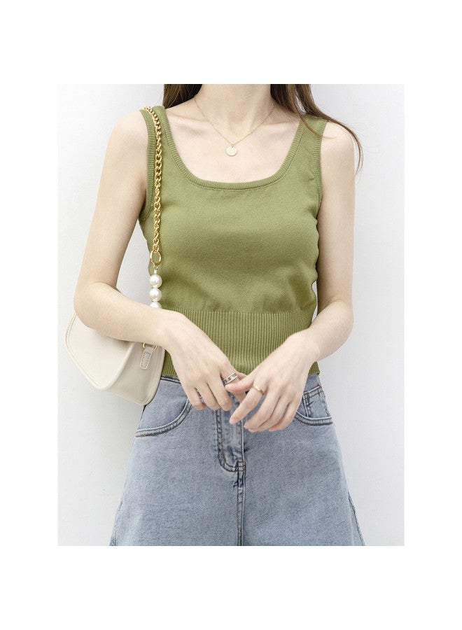 pincai Ice Silk Knitted Camisole Women'S Spring Summer Chic Base Layer Short Slimming Inner Top - Image 3