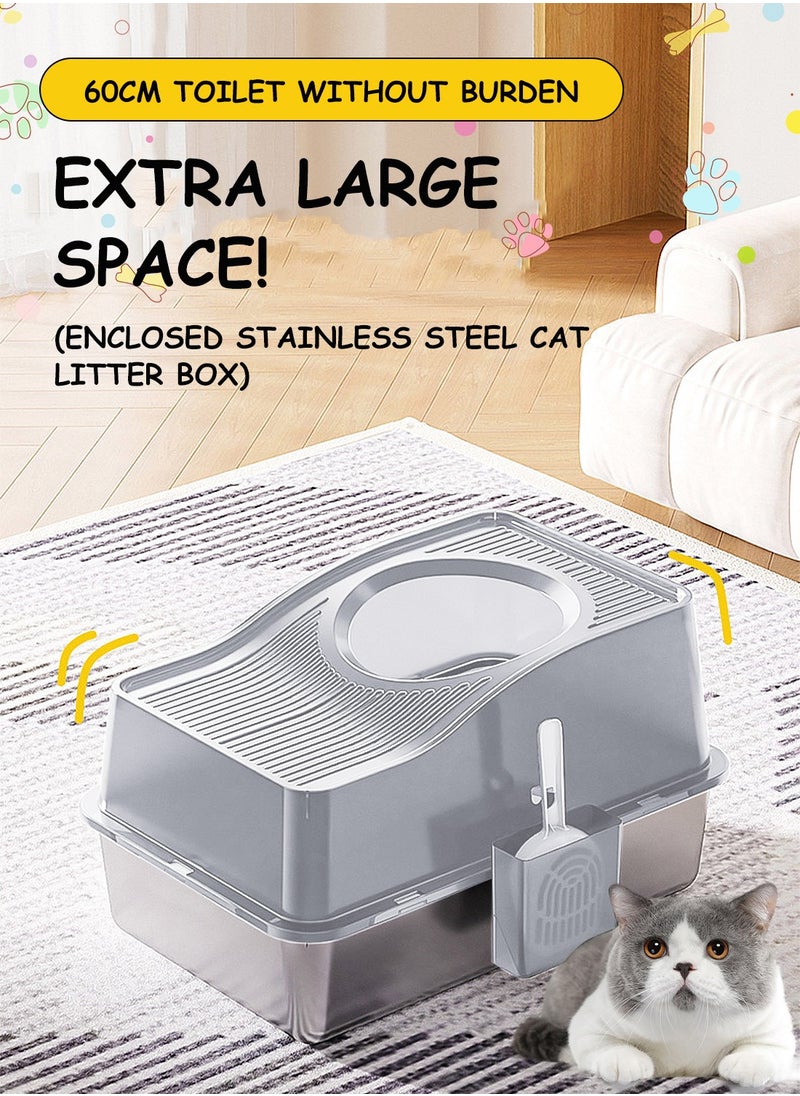 Kidle - Extra Large Stainless Steel Cat Litter Box Metal Litter Pan Tray, High Wall Sides Non-Stick - Image 1
