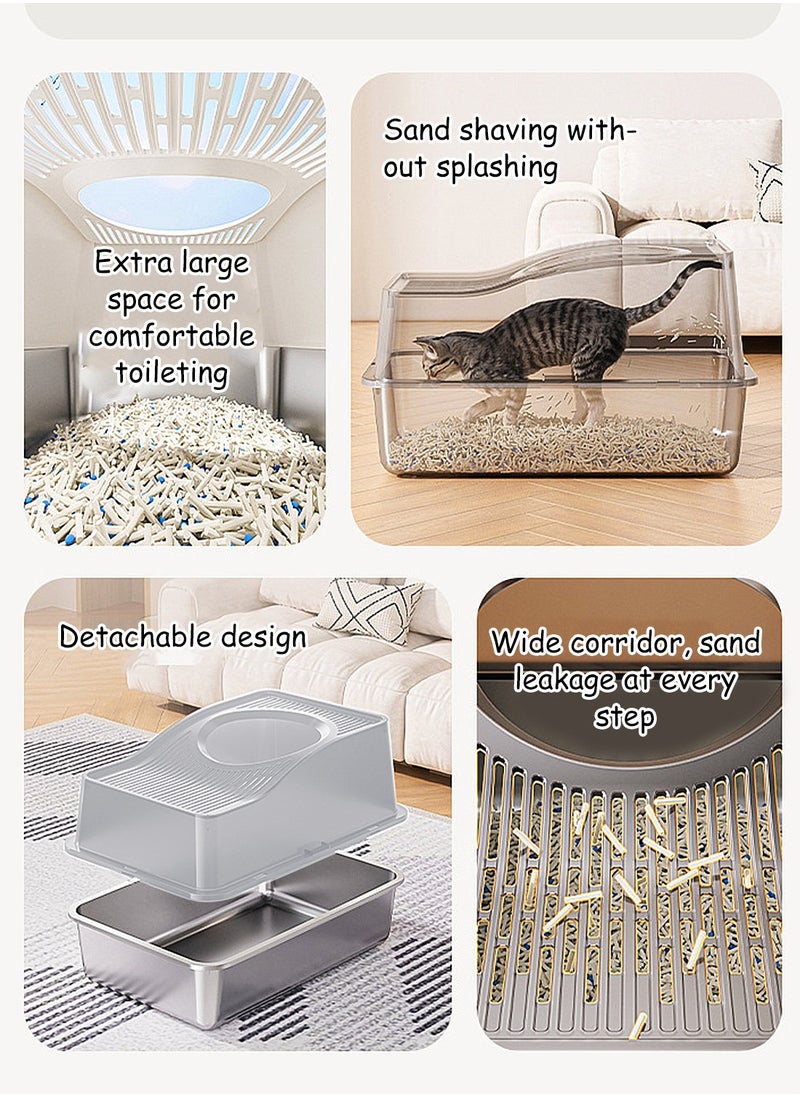 Kidle - Extra Large Stainless Steel Cat Litter Box Metal Litter Pan Tray, High Wall Sides Non-Stick - Image 1