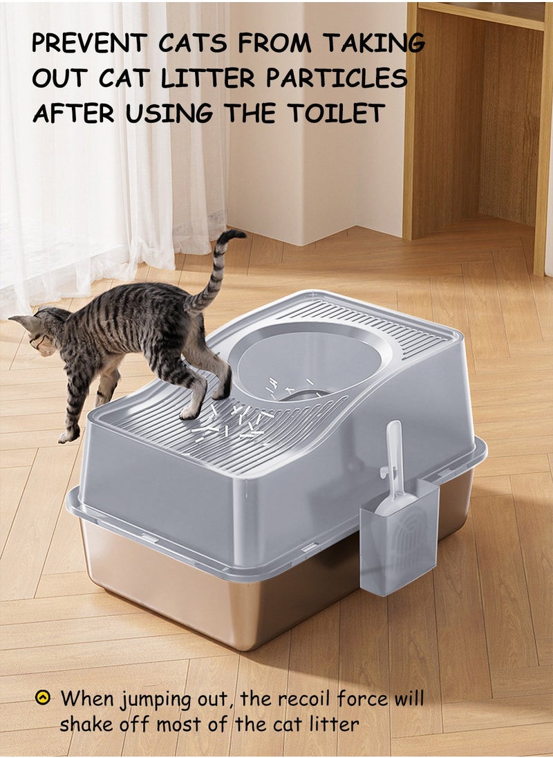 Kidle - Extra Large Stainless Steel Cat Litter Box Metal Litter Pan Tray, High Wall Sides Non-Stick - Image 1