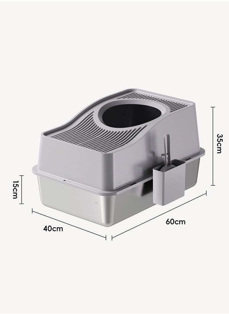 Kidle - Extra Large Stainless Steel Cat Litter Box Metal Litter Pan Tray, High Wall Sides Non-Stick - Image 1