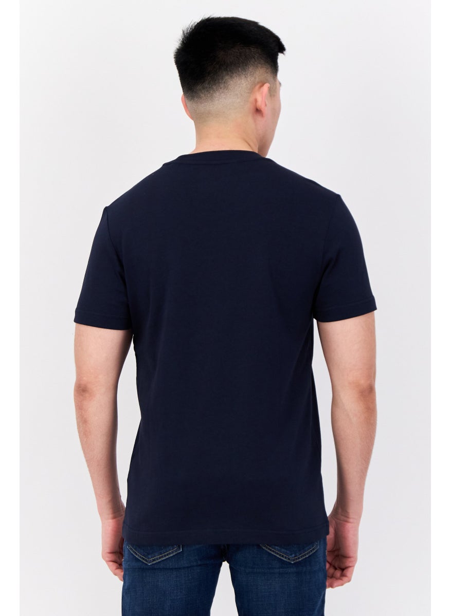 ESPRIT - Men Crew Neck Short Sleeve Brand Logo T-Shirt, Navy - Image 1