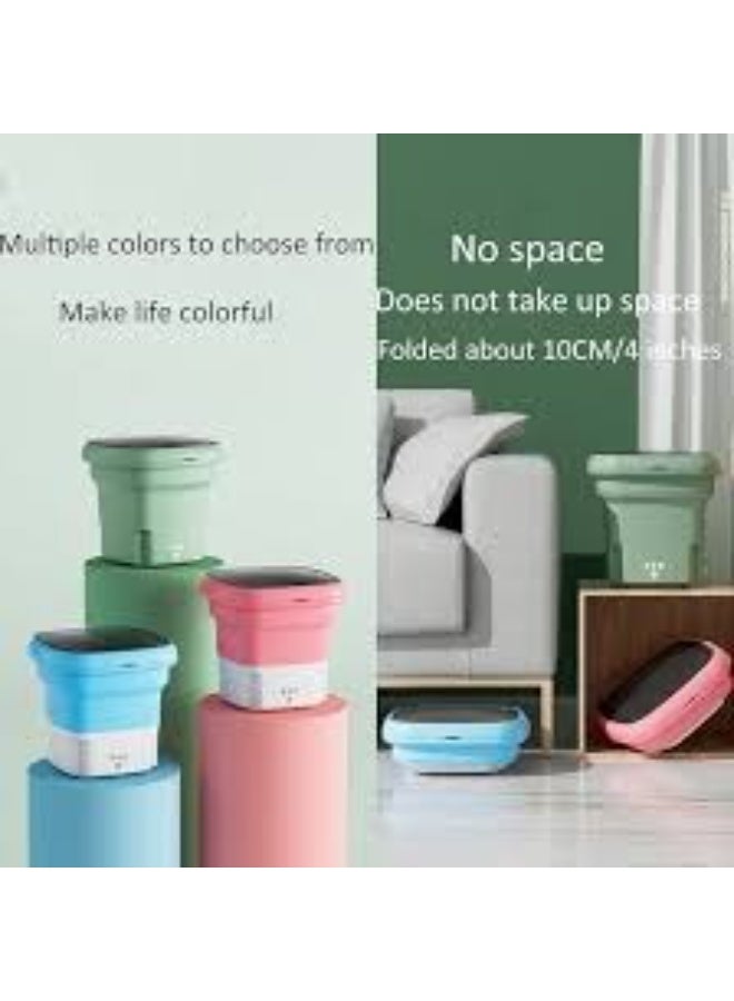 Portable Mini Foldable Washing Machine - Multi-Color Electric Mini Washing Machine for Underwear, Socks, and Light Baby Clothes - Practical and Space-Saving Travel Washing Machine for Home and Travel Use - Image 1