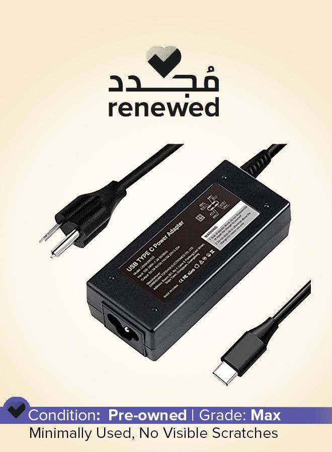 HP Renewed - 45W C type Pin AC Adapter Black - Image 1