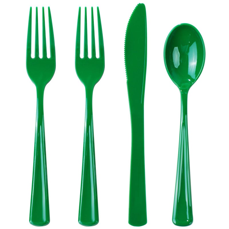 WDF 160 Pcs Green Plastic Silverware Heavy Duty Silverware Includes 80Forks 40Spoons 40Knives Green Plastic Utensils Perfect for St Patricks Day Party or Daily Using