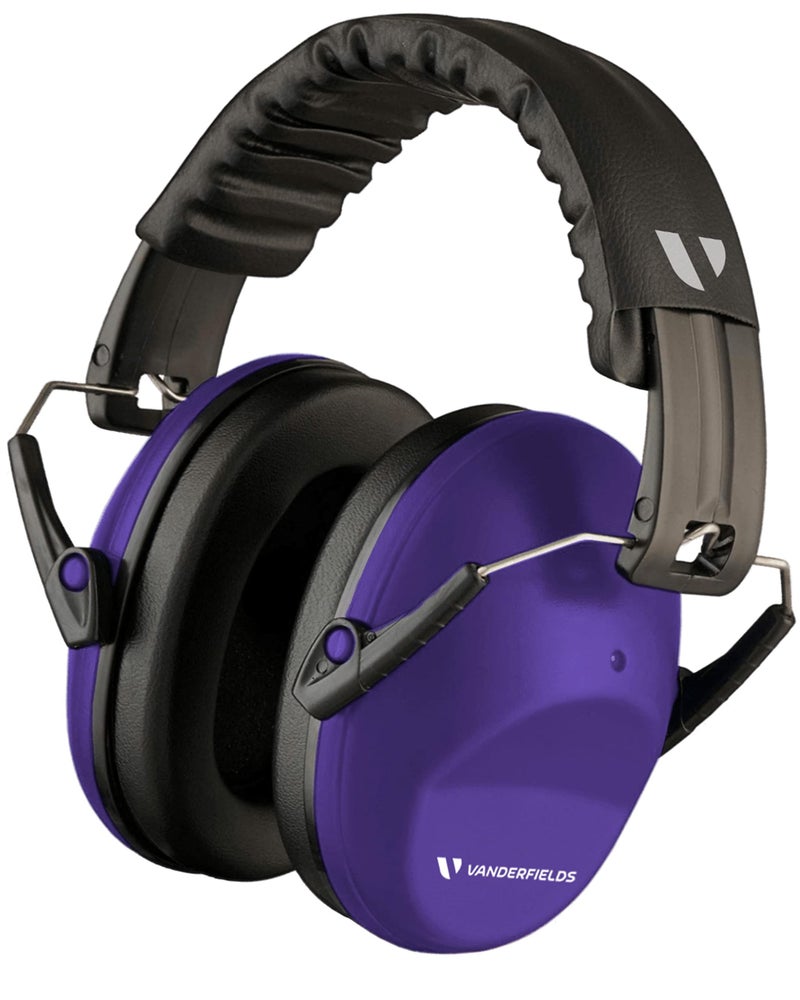 Vanderfields Premium Hearing Protection Ear Muffs Broad Spectrum Sound Reduction 332dB at 2K Hz Noise Cancelling Headset Safety Noise Cancellation Headphones Adults and Teens Purple Power
