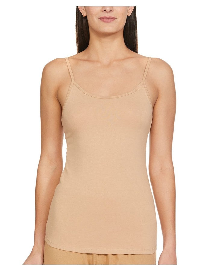 enamor E001 Essentials Stretch Cotton Slim Fit Camisole For Women(E001-Skin-Xl) - Image 1
