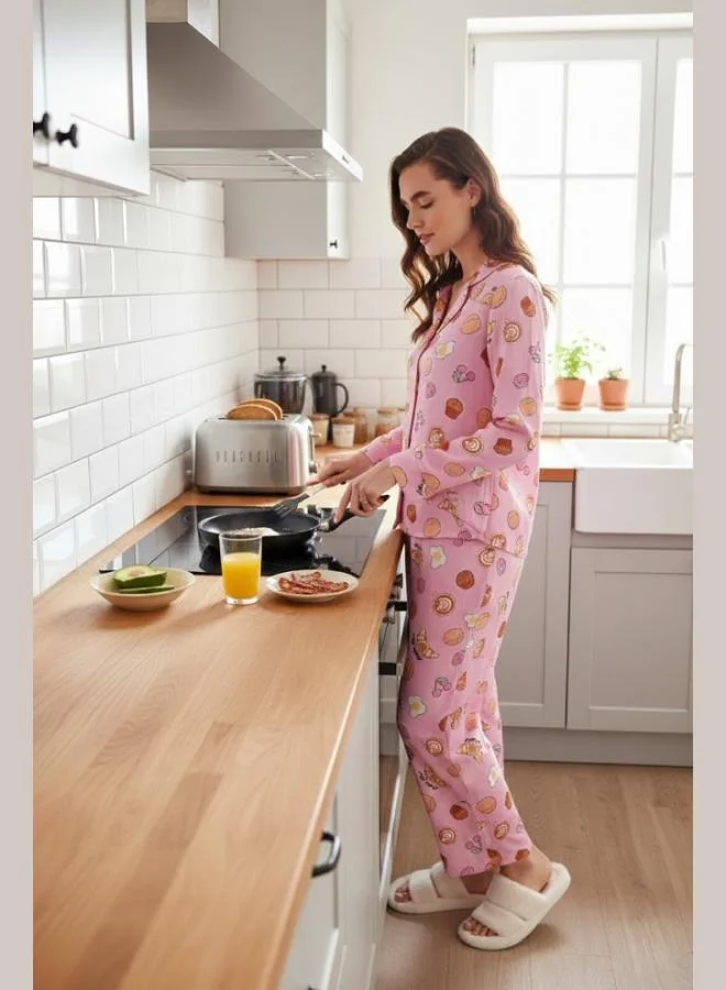 ليلا طقم بيجامة نسائي ليلا بقصة عادية ونسيج ناعم