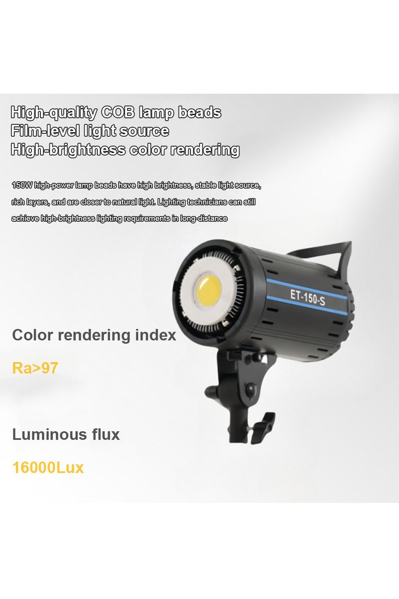 غرانفين مصباح تصوير احترافي بتقنية COB LED بقوة 150 واط مع جهاز تحكم عن بُعد لاسلكي، ثنائي اللون، درجة حرارة تتراوح بين 2700 و6500 كلفن، مؤشر تجسيد لوني عالٍ (CRI) يزيد عن 85، مصباح استوديو محمول للبث المباشر للصور والفيديو. - Image 2