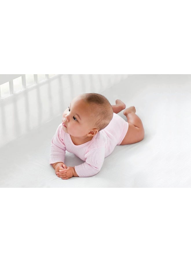 aden + anais aden + anais Essentials Classic Crib Sheet, 100% Cotton Muslin, Super Soft, Breathable, Tailored Snug Fit, Solid White  - Image 2
