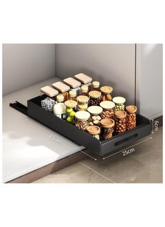 YQbest Cabinet Organizer Drawer - Pull Out Cabinet Drawers 17" Deep Adhesive Slide Out Storage Shelf  for Kitchen Pantry Bathroom Home, Black  - Image 2