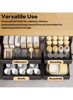 YQbest Cabinet Organizer Drawer - Pull Out Cabinet Drawers 17" Deep Adhesive Slide Out Storage Shelf  for Kitchen Pantry Bathroom Home, Black  - Image 3