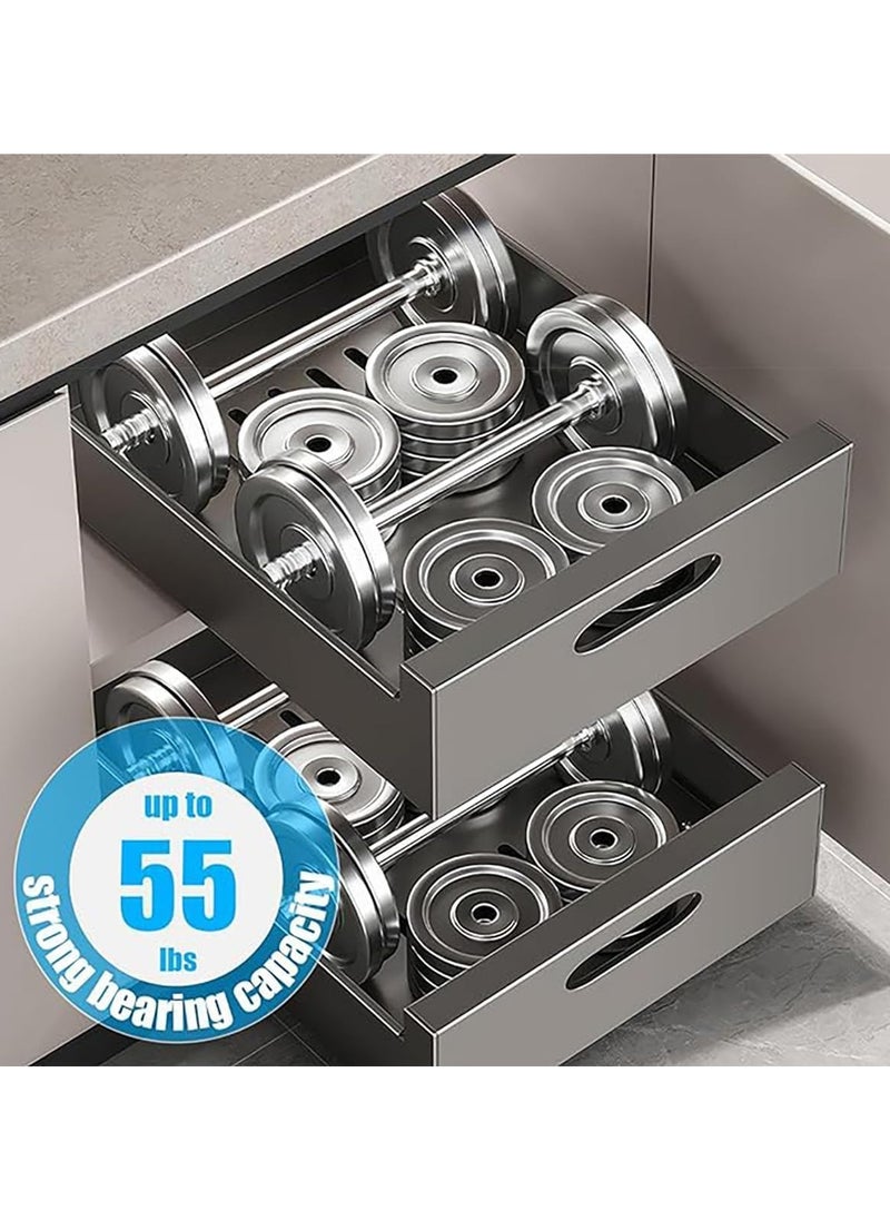 YQbest Cabinet Organizer Drawer - Pull Out Cabinet Drawers 17" Deep Adhesive Slide Out Storage Shelf  for Kitchen Pantry Bathroom Home, Black  - Image 5
