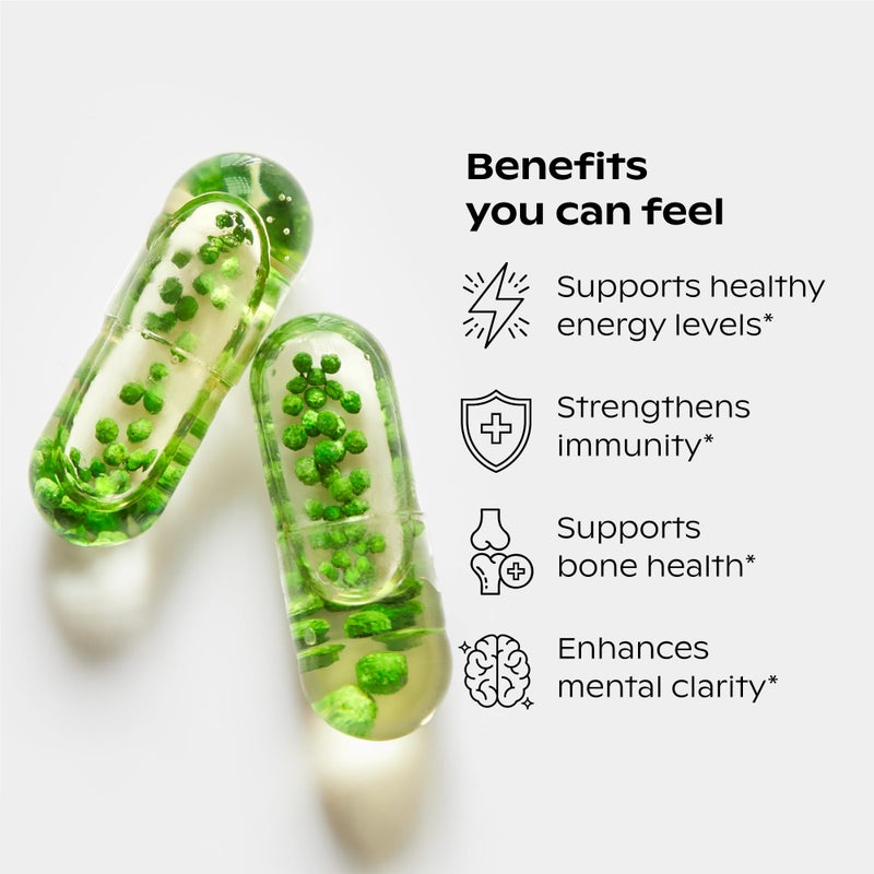 wholier Plant Based Multivitamin Vegan Omega-3 DHA EPA, Vitamin D, Vitamin B12, Zinc, Vitamin K2, Iron, Iodine, Selenium. 60 Count (30-Day Supply) Glass Bottle - Image 3
