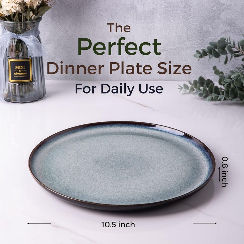 LERATIO Ceramic Dinner Plates Set of 6 105 Inch Reactive Glaze Porcelain Plates Modern Shape Dinnerware Dishes Set for KitchenMicrowaveDishwasherOven Safe Scratch ResistantGray Blue - Image 2