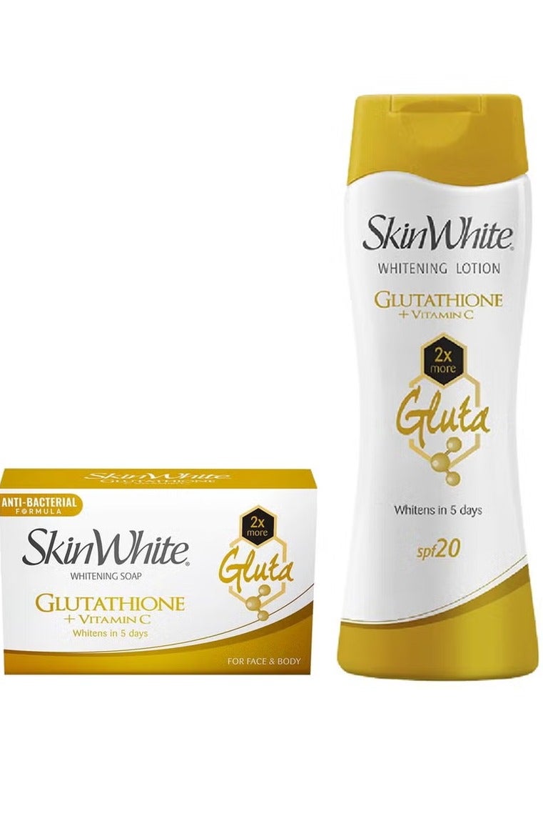 skin white Whitening Lotion Glutathione + Vitamin C SPF 20 - 200ml & Glutathione + Vitamin C Soap 90gm