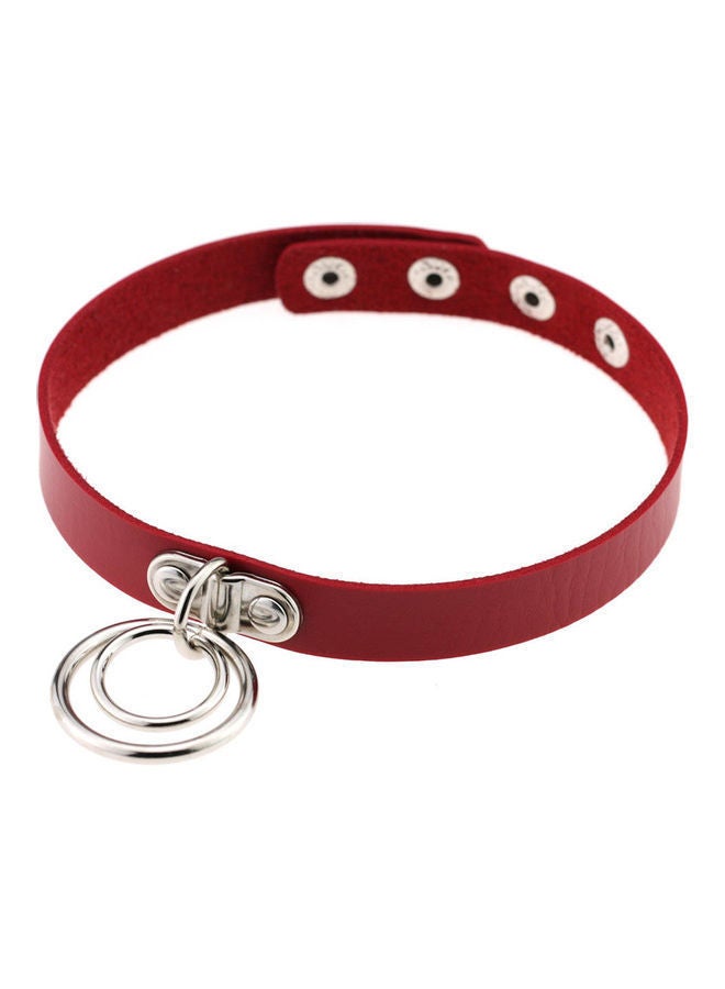 طوق رقبة قابل للتعديل بحلقة مزدوجة من الجلد الصناعي