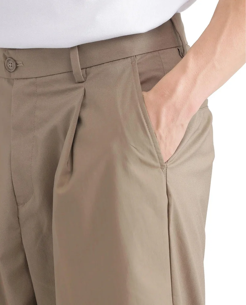 Rare Rabbit Men's Linen Blend Korean Relaxed Fit Solid Trouser