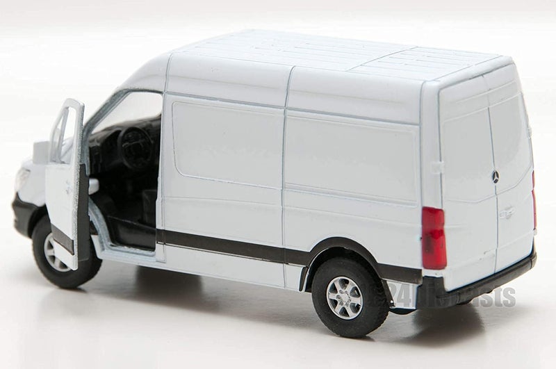 كين سمارت - سيارة نقل بضائع من طراز مرسيدس-بنز سبرينتر، موديل 2019، لون أبيض، مقياس 1:48، نموذج معدني مصبوب، مزود بآلية سحب للتحريك - Image 2