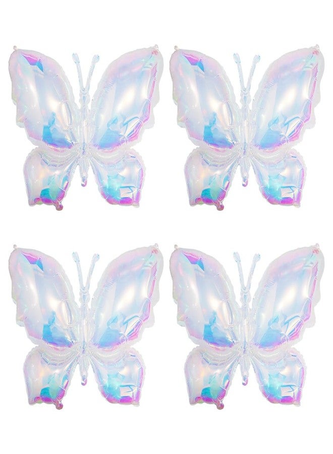 Deermon Clear Rainbow Iridescent Butterfly Balloon, Jumbo Charming Butterfly Shaped Fairy Wings Balloons For Birthday Wedding Baby Shower Summer Themed Party Decoration - Image 1