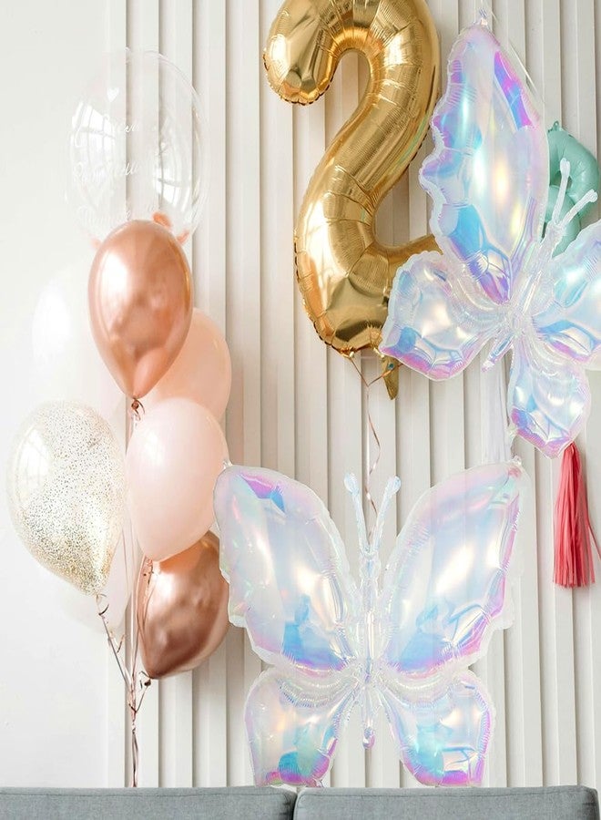 Deermon Clear Rainbow Iridescent Butterfly Balloon, Jumbo Charming Butterfly Shaped Fairy Wings Balloons For Birthday Wedding Baby Shower Summer Themed Party Decoration - Image 2