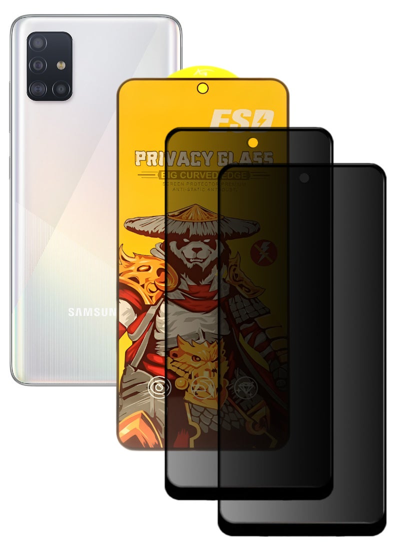 ESD 2 Pieces Tempered Dustproof Privacy Glass Screen Protector Compatible For Samsung Galaxy A51 - Image 1