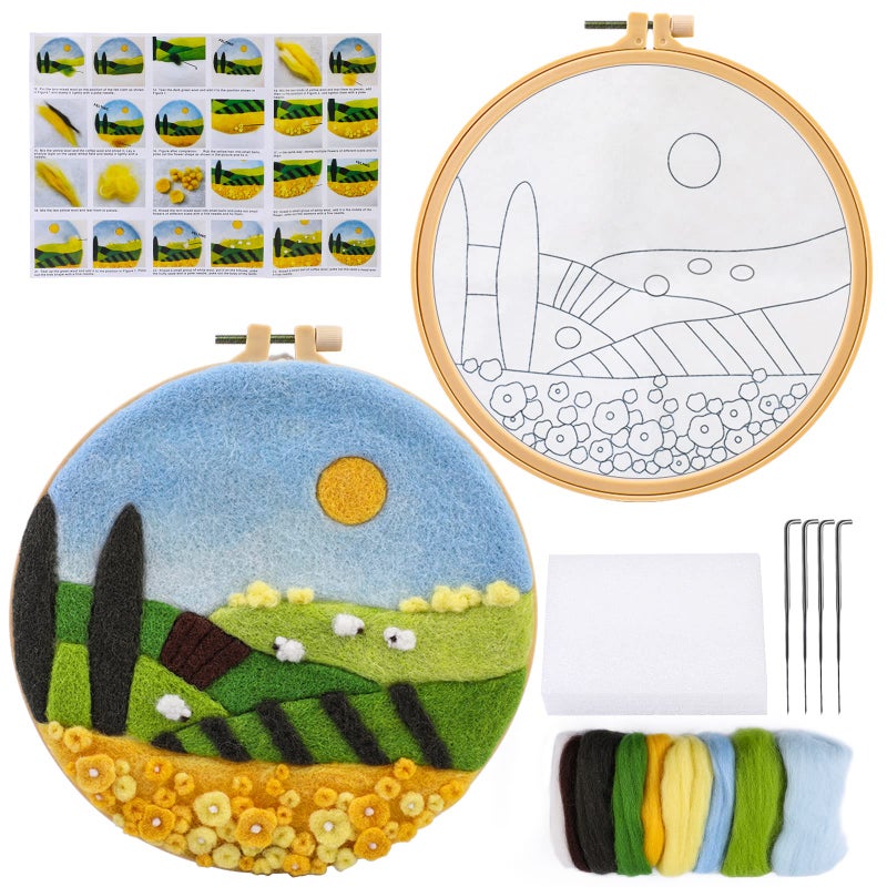 Mayboos Needle Felt Starter Set, Felting Needles Supplies for Beginners, Wool Needle Set with Wool Bag, Picture Frame, Foam Pad and Instructions, Used for Home Decoration - Image 1