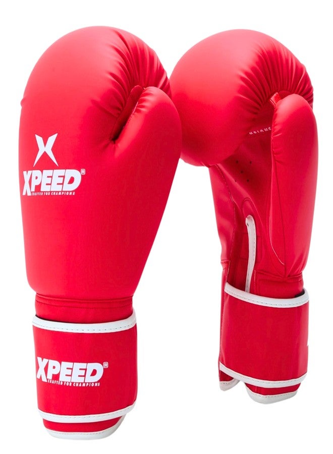 Massive Speed System XPEED PU Boxing Gloves | Sparring Gloves for Boxing, MMA, Kickboxing, Muay Thai, Excellent Impact Resistance for Men & Women | Reinforced Moulded Foam Padding | Training Boxing Glove (16OZ, RED) - Image 1